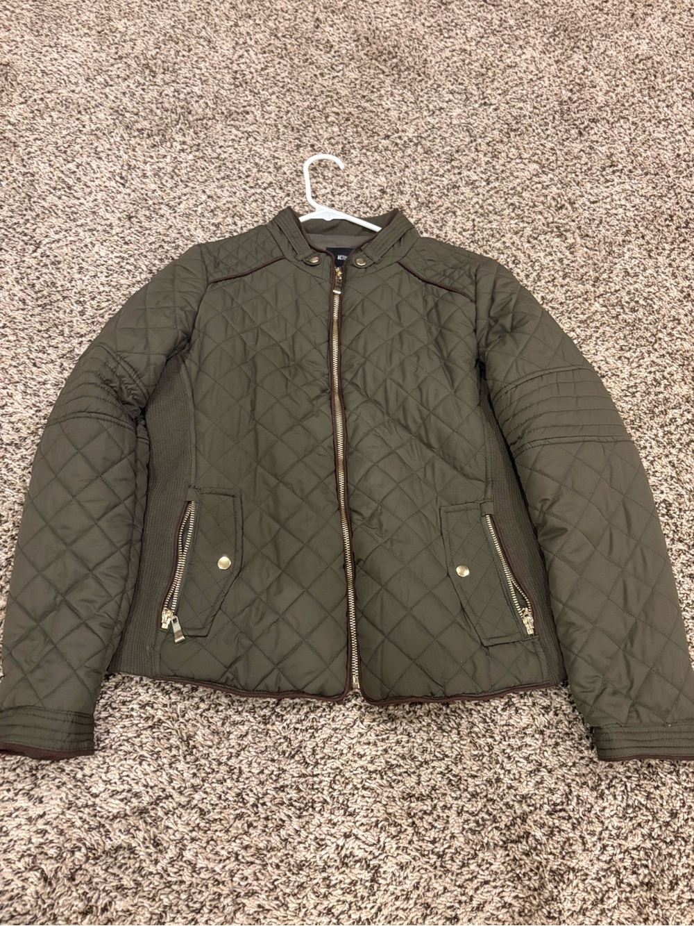 Active USA Olive Quilted Puffer Jacket
